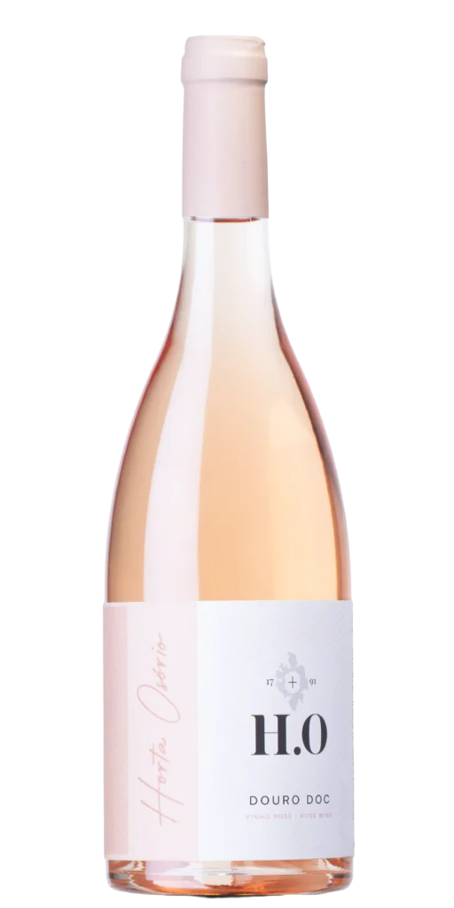 Foto de produto, sem fundo, do vinho H.O Rosé