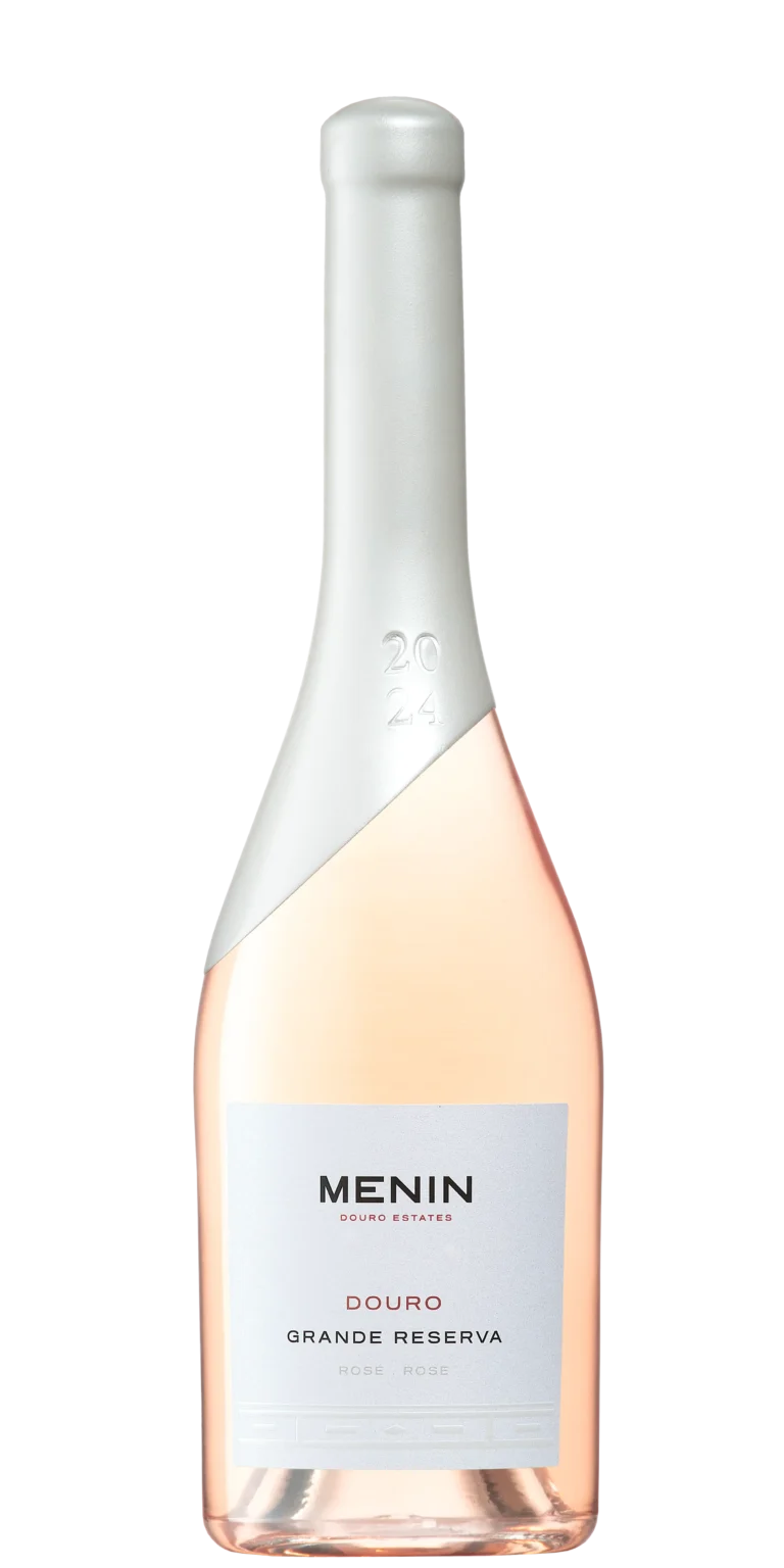 Foto de produto, sem fundo, do vinho Menin Grande Reserva Rosé